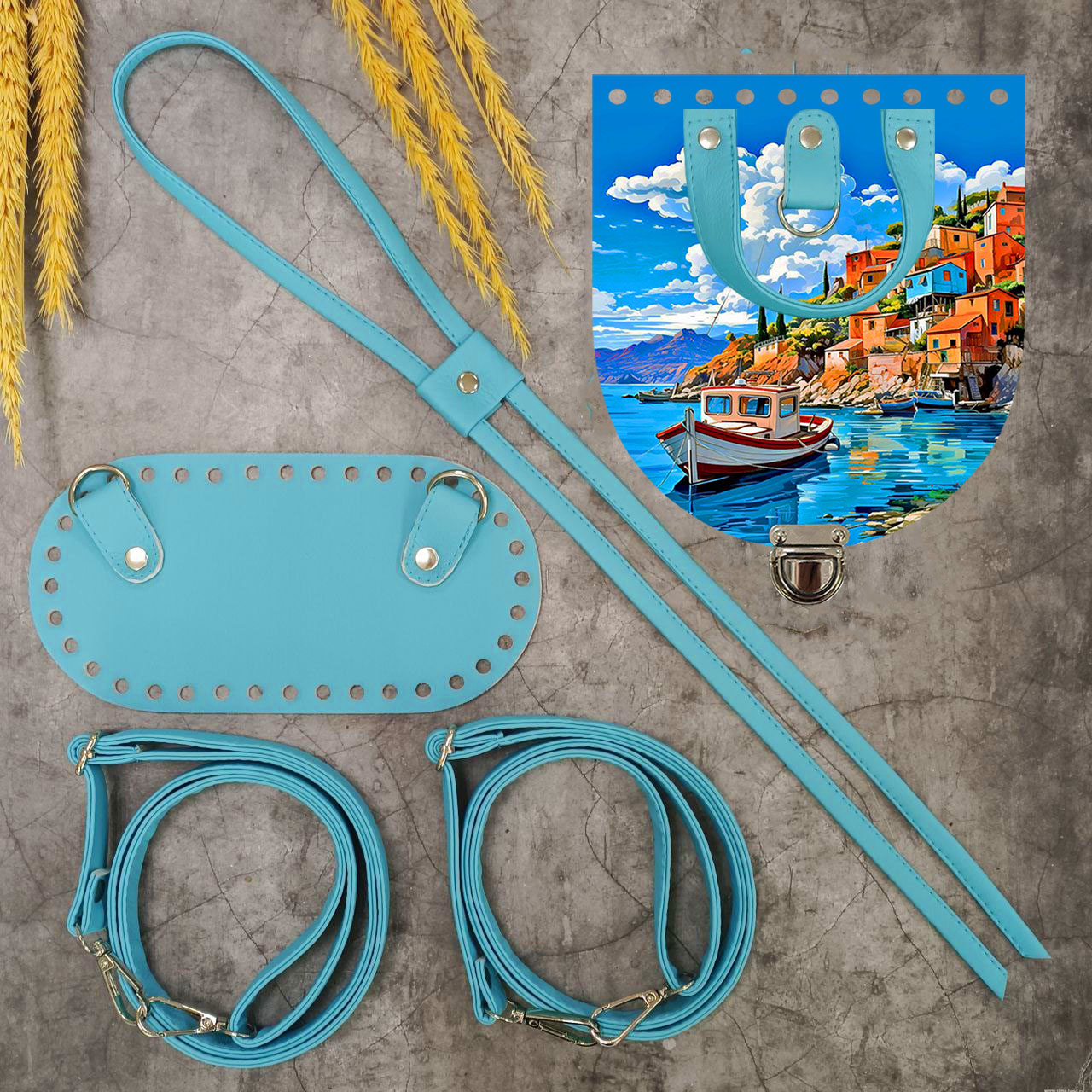 Набор для вязания рюкзака S с принтом 1360, бирюза — изображение 2