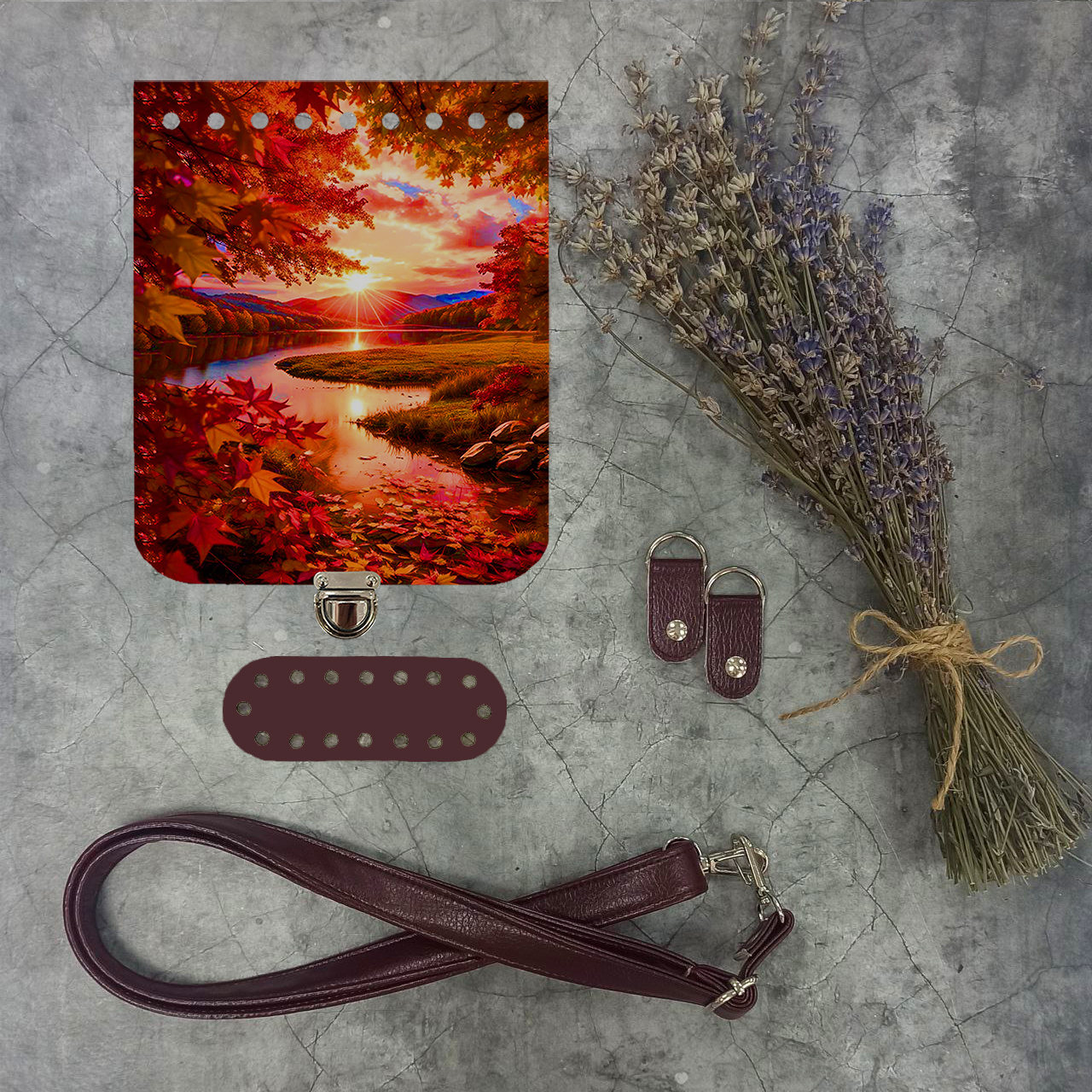 Набор для вязания сумки Мини с принтом 1009, бордовый — изображение 2